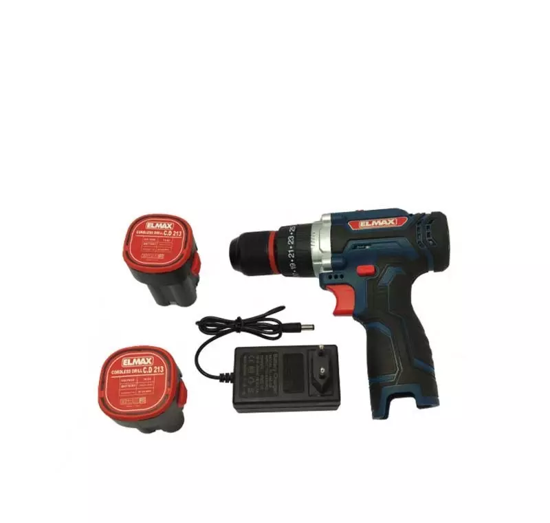 دریل شارژی چکشی 16.8 ولت المکس با دو باتری مدل 213