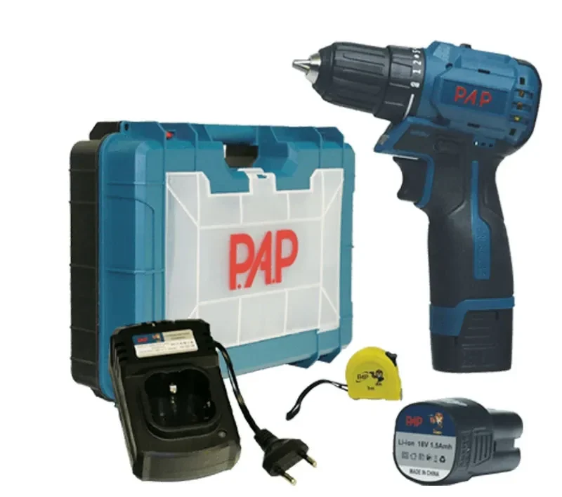 دریل شارژی براشلس 18 ولت لیتیوم 2 دور 2 باتری (موتور بزرگ) مدل BD-1815 پی ای پی P.A.P